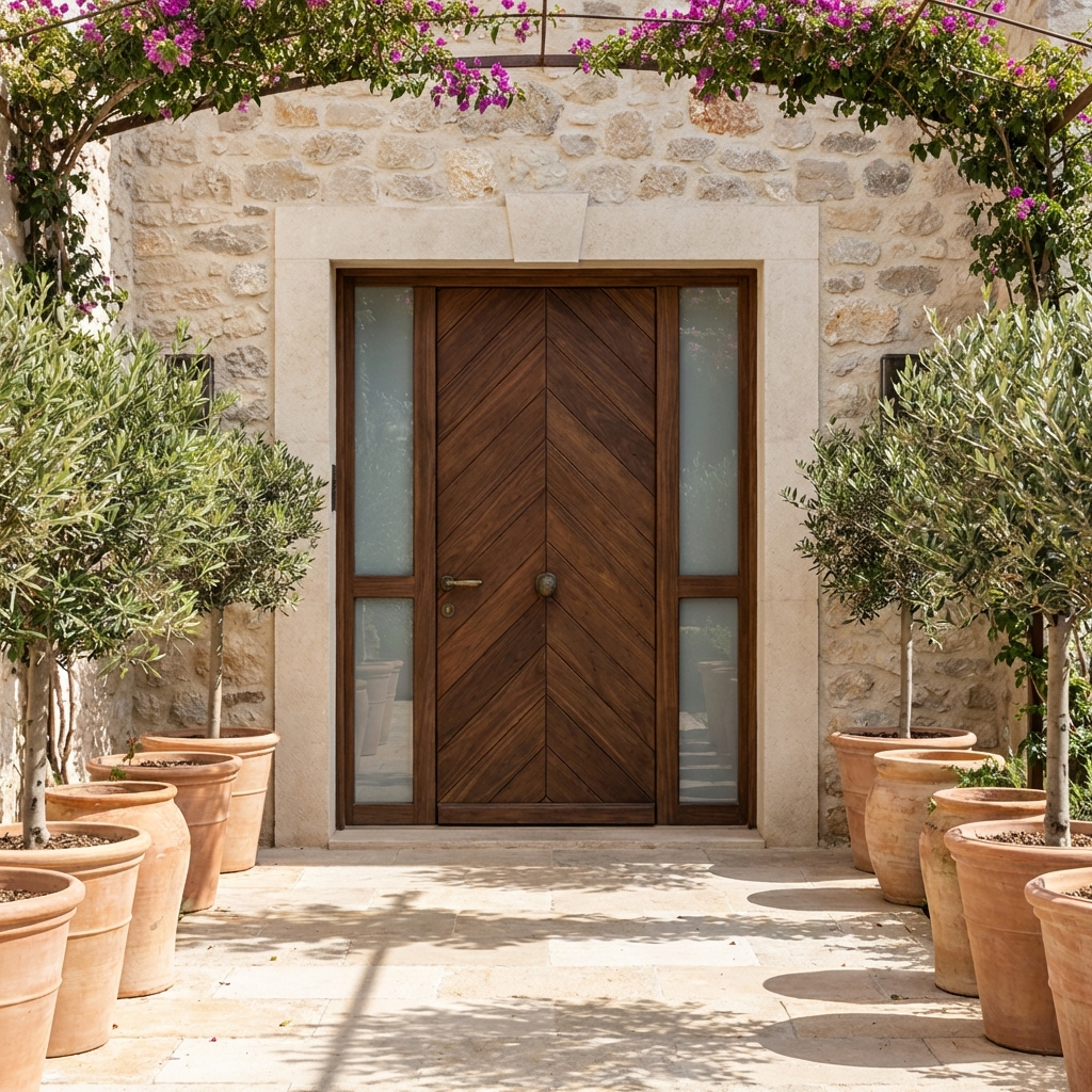 Porte d'entrée en bois personnalisée - Menuiserie Marseille